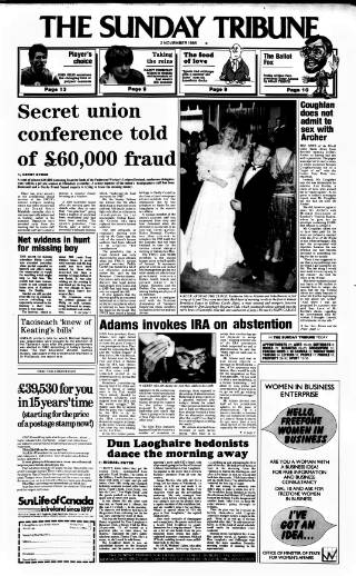 cover page of Sunday Tribune published on November 2, 1986