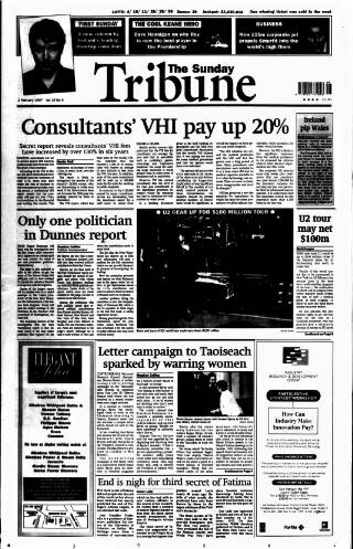 cover page of Sunday Tribune published on February 2, 1997