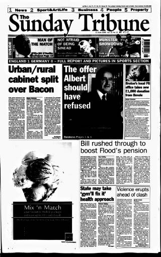 cover page of Sunday Tribune published on June 18, 2000