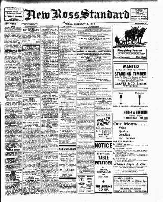 cover page of New Ross Standard published on February 2, 1945