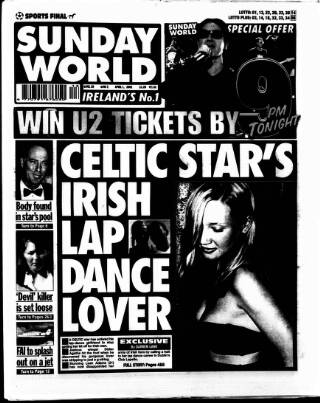 cover page of Sunday World (Dublin) published on April 1, 2001