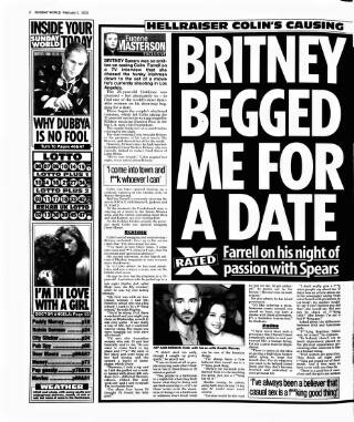cover page of Sunday World (Dublin) published on February 2, 2003