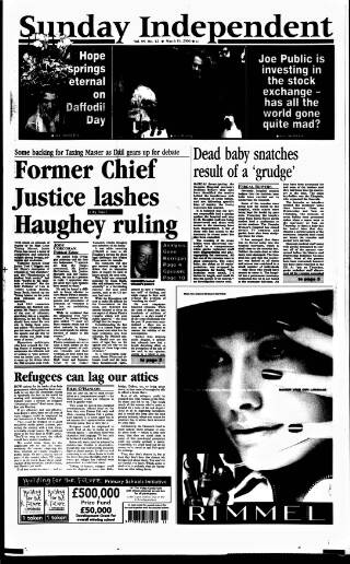 cover page of Sunday Independent (Dublin) published on March 19, 2000