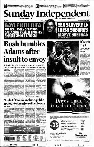 cover page of Sunday Independent (Dublin) published on March 19, 2006