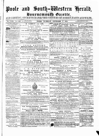 cover page of Poole & Dorset Herald published on September 17, 1874