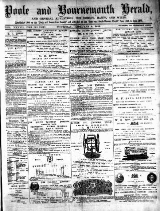 cover page of Poole & Dorset Herald published on February 2, 1882