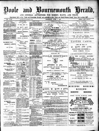 cover page of Poole & Dorset Herald published on April 4, 1889