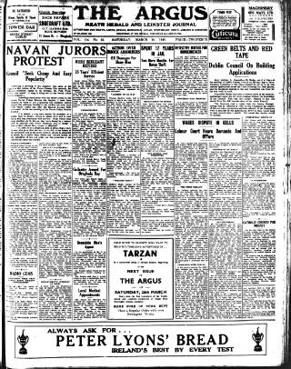 cover page of Drogheda Argus and Leinster Journal published on March 19, 1949