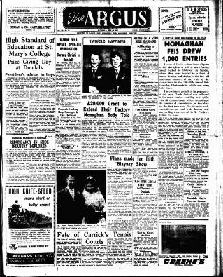 cover page of Drogheda Argus and Leinster Journal published on June 18, 1960
