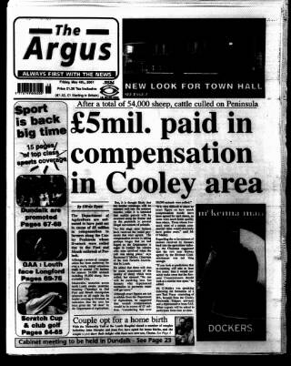 cover page of Drogheda Argus and Leinster Journal published on May 4, 2001