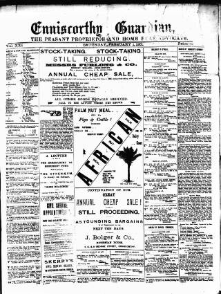 cover page of Enniscorthy Guardian published on February 2, 1901