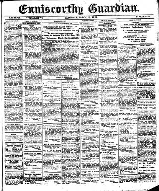 cover page of Enniscorthy Guardian published on March 19, 1921