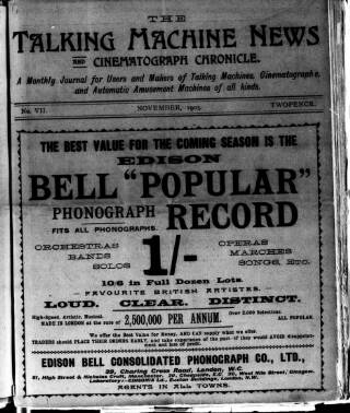 cover page of Talking Machine News published on November 2, 1903