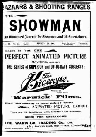 cover page of The Showman published on March 29, 1901
