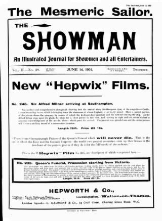cover page of The Showman published on June 14, 1901