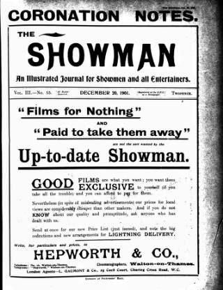 cover page of The Showman published on December 20, 1901