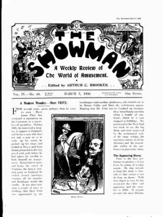cover page of The Showman published on March 7, 1902