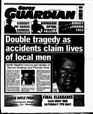 cover page of Gorey Guardian published on May 4, 2005