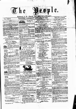 cover page of Wexford People published on November 2, 1878