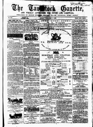 cover page of Tavistock Gazette published on February 2, 1866
