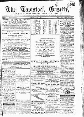 cover page of Tavistock Gazette published on May 4, 1877
