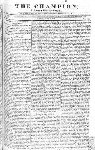 cover page of Champion (London) published on June 18, 1815