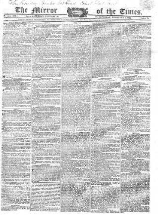cover page of Mirror of the Times published on February 2, 1822