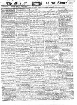 cover page of Mirror of the Times published on November 2, 1822
