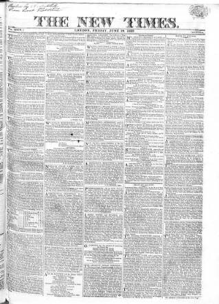 cover page of New Times (London) published on June 18, 1819