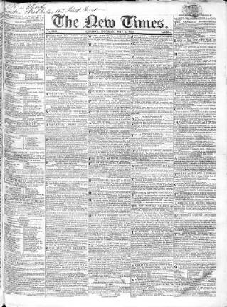 cover page of New Times (London) published on May 2, 1825