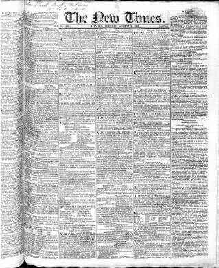 cover page of New Times (London) published on August 2, 1825