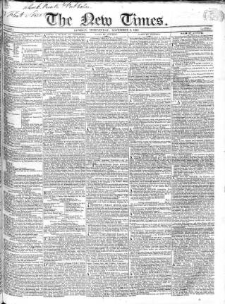 cover page of New Times (London) published on November 2, 1825