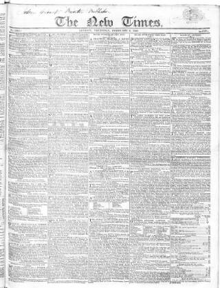 cover page of New Times (London) published on February 2, 1826