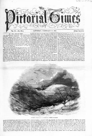 cover page of Pictorial Times published on February 6, 1847