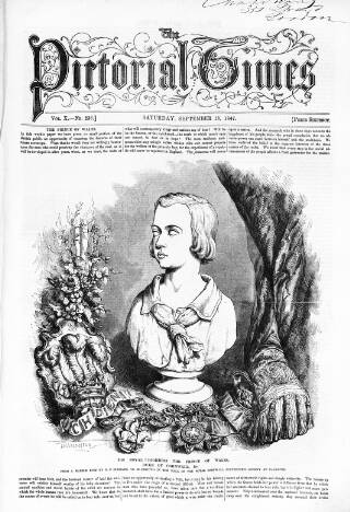 cover page of Pictorial Times published on September 18, 1847