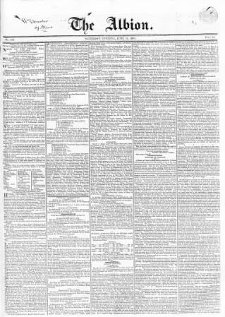 cover page of Albion and the Star published on June 18, 1831