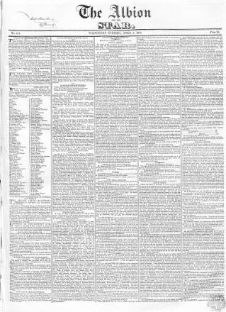 cover page of Albion and the Star published on April 4, 1832