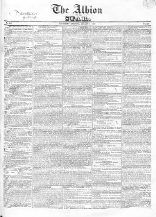 cover page of Albion and the Star published on August 2, 1832