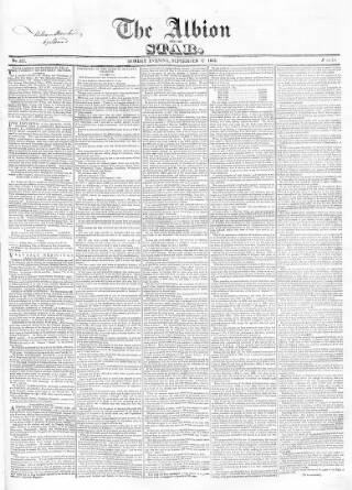 cover page of Albion and the Star published on September 17, 1832