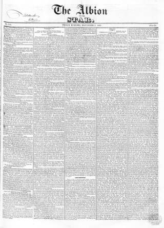 cover page of Albion and the Star published on November 2, 1832