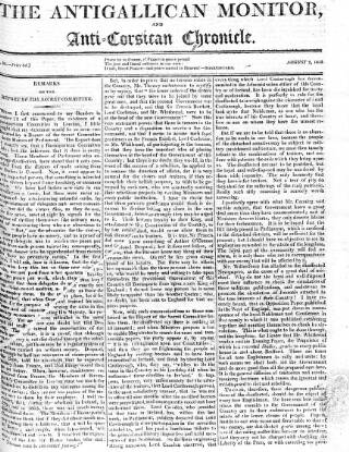 cover page of Anti-Gallican Monitor published on August 2, 1812