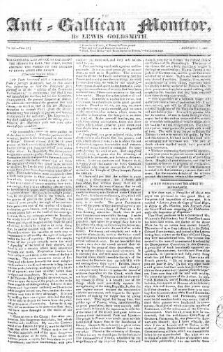cover page of Anti-Gallican Monitor published on November 2, 1817