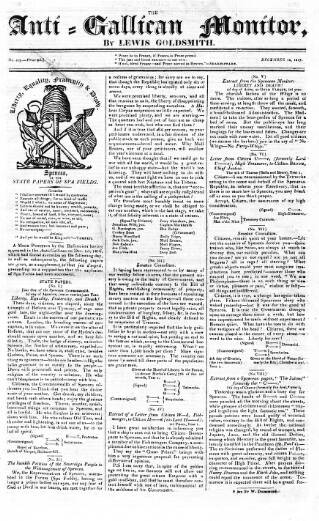 cover page of Anti-Gallican Monitor published on December 14, 1817