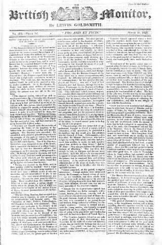 cover page of Anti-Gallican Monitor published on March 19, 1820