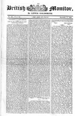 cover page of Anti-Gallican Monitor published on September 17, 1820