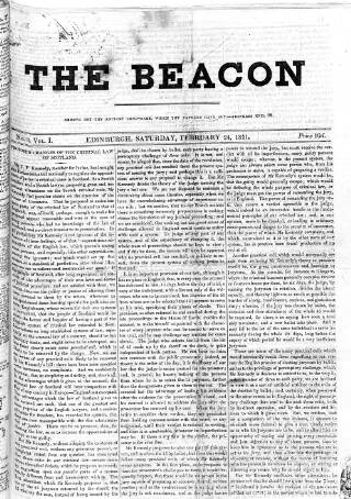 cover page of Beacon (Edinburgh) published on February 24, 1821