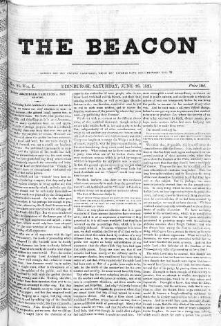 cover page of Beacon (Edinburgh) published on June 23, 1821