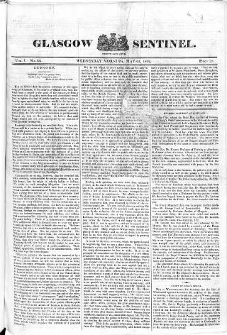 cover page of Glasgow Sentinel 1821 published on May 22, 1822