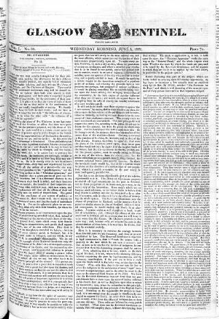 cover page of Glasgow Sentinel 1821 published on June 5, 1822