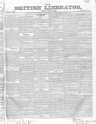 cover page of British Liberator published on May 12, 1833